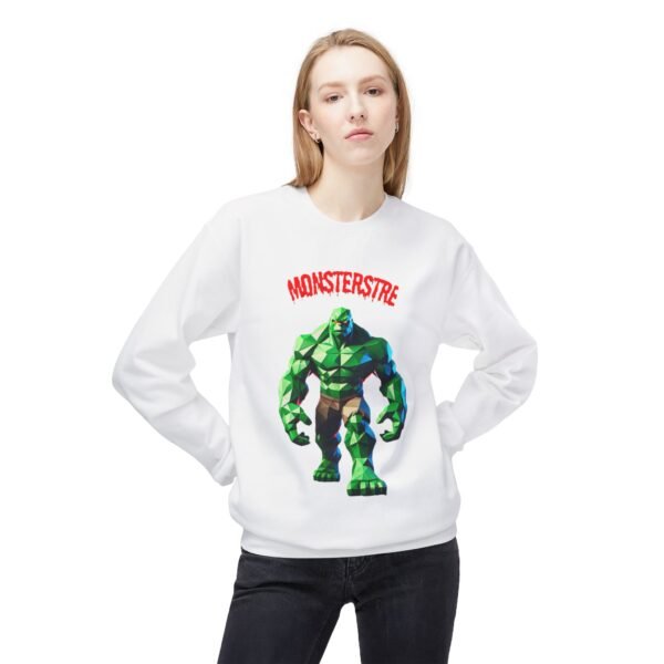 Unisex Fleece Crewneck Sweatshirt - 'Monsterstre' Design - Image 3